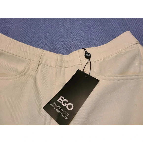 Ego Faux Feather Trim Shorts Women's Size 6 Denim High Waist Flat Front Pockets - Picture 2 of 5